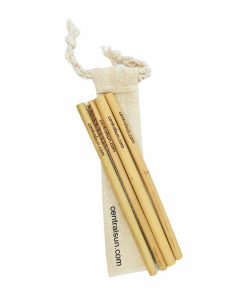 Bamboo straws 4 pc, brush and pouch