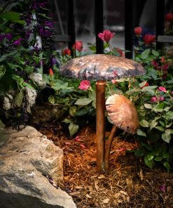 Two Mushroom Caps Copper LED Landscape Light
